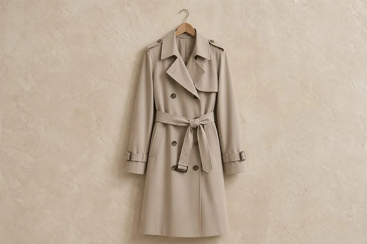 Trench Mi-Long en Gabardine Fluide Signature